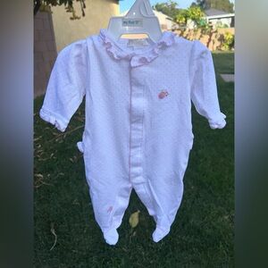 Kissy Kissy White and Pink Dotted Footie